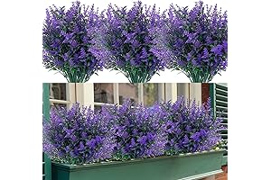 CEWOR Artificial Flowers for Outdoors: Realistic UV-Resistant Lavender Bouquets