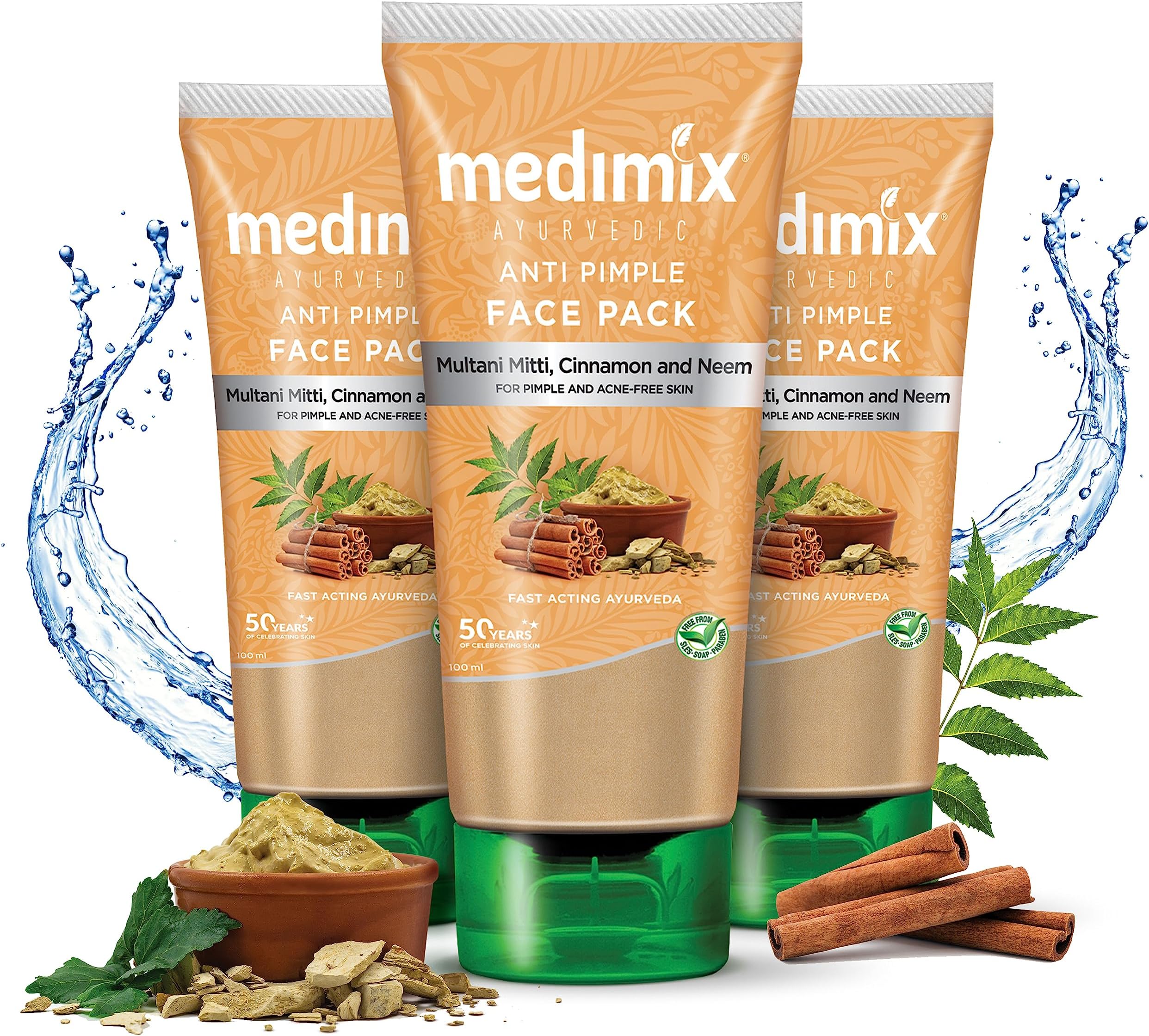 Medimix Ayurvedic Anti Pimple Face Pack, 100ml (Pack of 3)