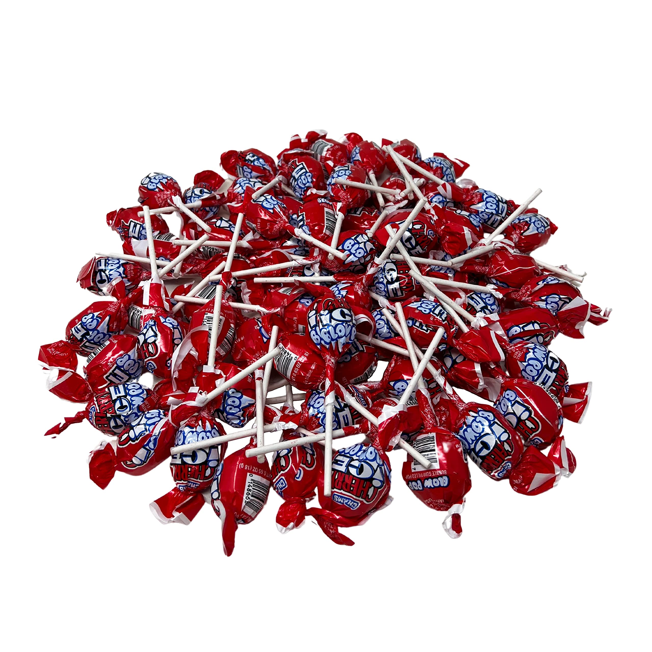 Holiday Special Cherry Lollipop Assortment - 3 lbs - Cherry Ice Blow Pops with Classic Bubblegum Center - Single Flavor Charms Suckers Pack - Individually Wrapped, 48 oz.