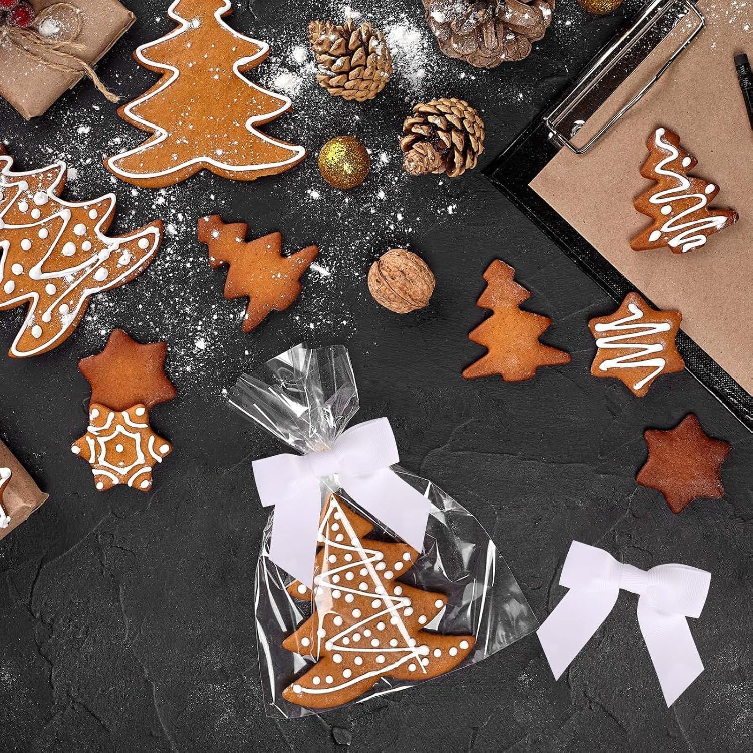 50 Pcs Crisp White 4 Inch Grosgrain Bows Pre-Tied Twist Tie Wedding Bows for Gift Wrapping,Bridal Shower Decor Elegant Craft Bows for Baby Gender Reveal,Christmas & Minimalist Party Themes - Image 5