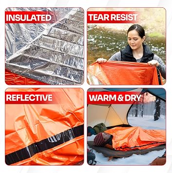 Emergency Sleeping Bag Mylar Bivy Sack Thermal Heat Survival Gear &Supplies