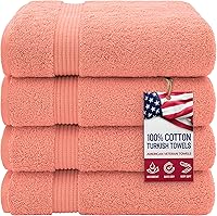 Vista 56 de American Veteran Towel, Paquete de 4 toallas de baño turcas 100% algodón para baño, 27 x 54 pulgadas, extra grandes, de secado suave, color azul