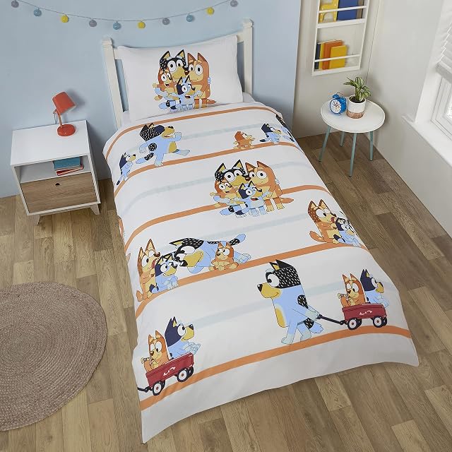 Coco Moon Bluey And Family Soft Reversible Bedding Single Size Duvet Cover And Pillow Set For Toddler And Kids Ideal Prime Gift (Single)