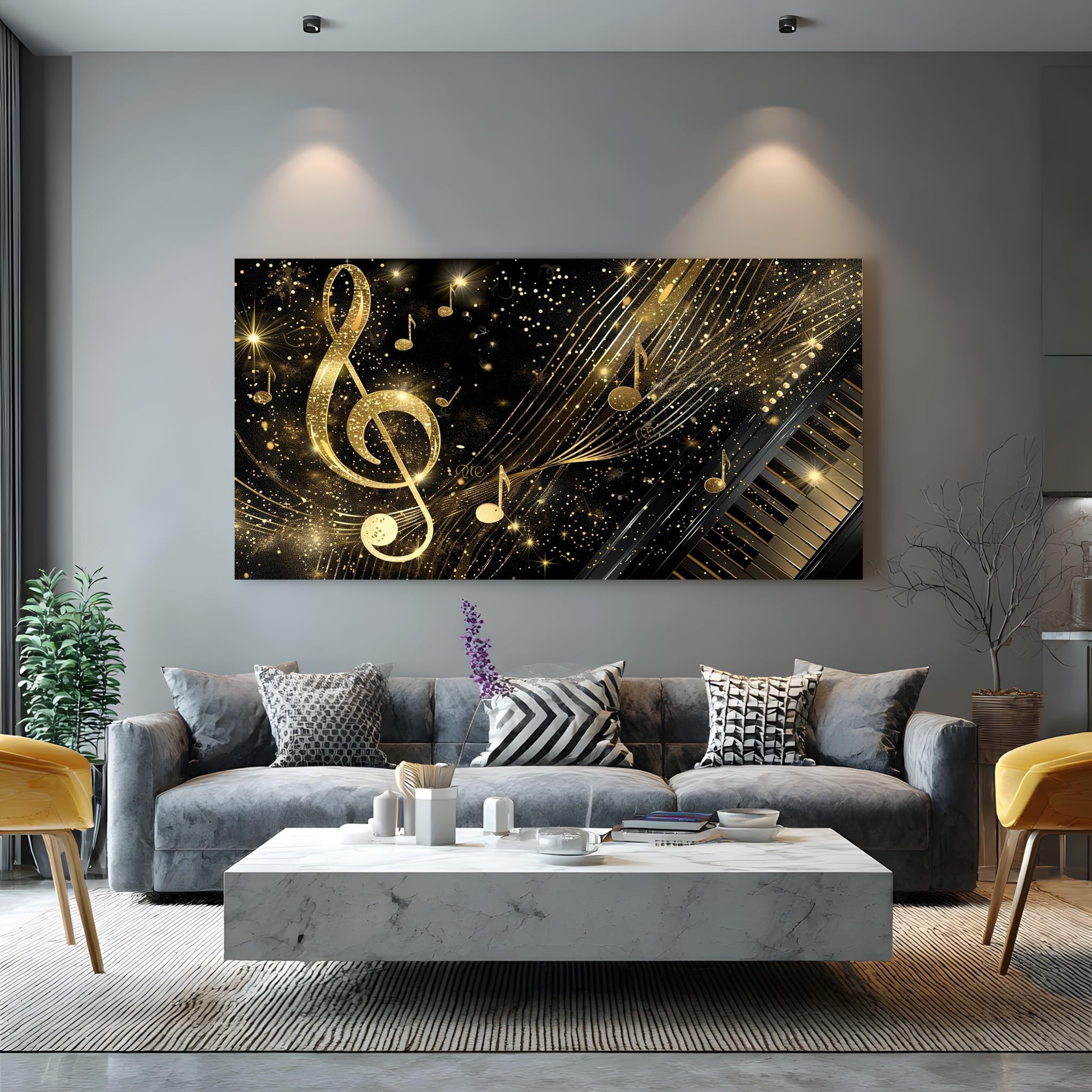 Generico Musicale Chiave di Violino Quadri Per La Camera Da Letto 80x120 cm | Rock Pianoforte Quadri Moderni Soggiorno Su Tela Stampa Da Parete Lusso Nota Musicale Grandi Dimensioni Per Ufficio E Salotto
