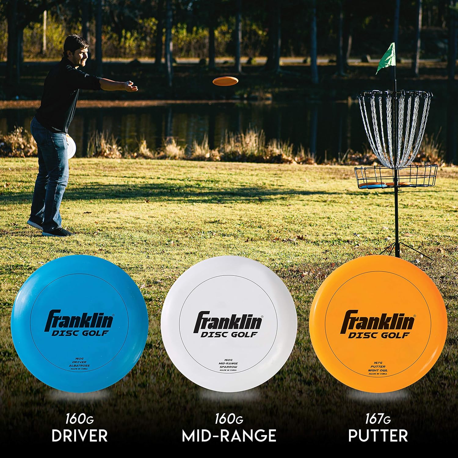 Franklin Sports Disc Golf Discs Set - Disc Golf Equipment Starter Set