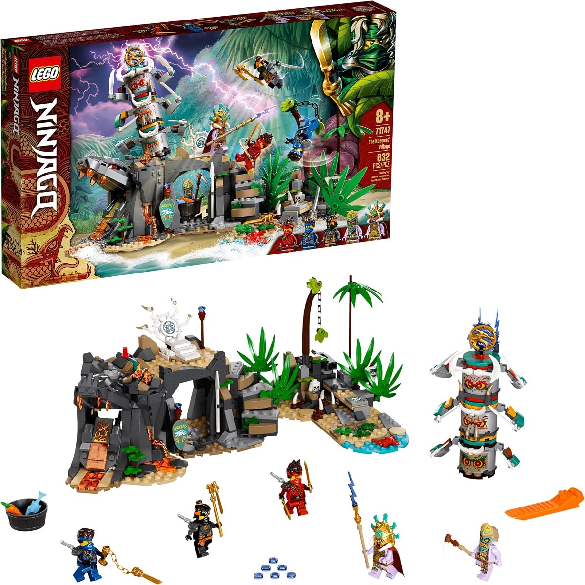 NINJAGO The Keepers' Village 71747 Building Kit; Ninja Playset Featuring NINJAGO Cole, Jay and Kai; Cool Toys for Kids Aged 8 and Up Who Love Ninjas and Creative Play, New 2021 (632 Pieces)