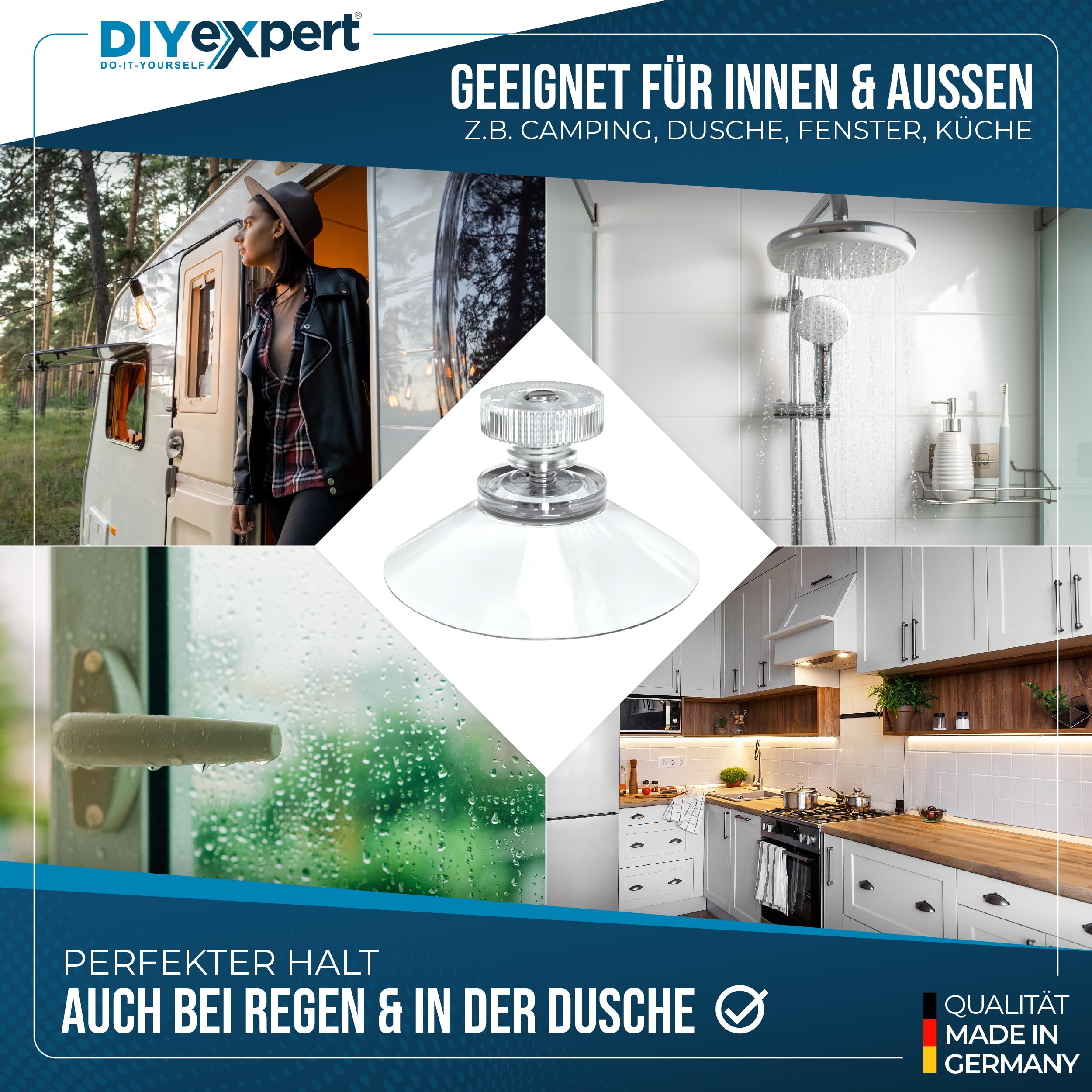 DIYexpert 100 x Saugnapf für Lichterkette, Made in Germany, Saugnäpfe