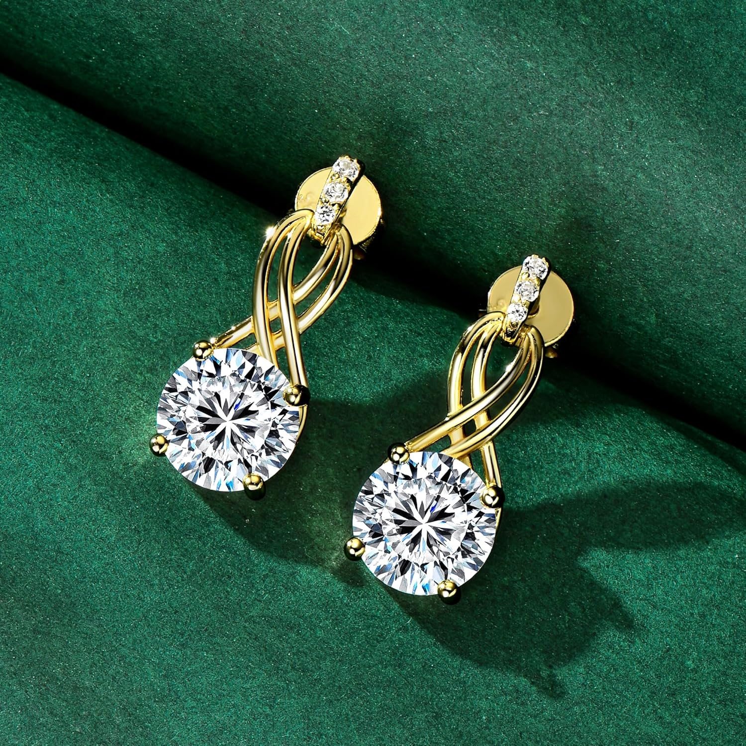 2CT Moissanite Infinity Drop Earrings, D Color Round Cut Moissanite 925 Sterling Silve Infinity Stud Earring for Women - Image 3