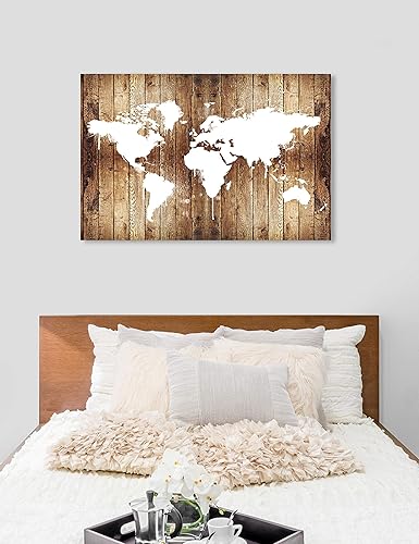 Miniatura 3 de The Oliver Gal Artist Co. Maps - Lienzo decorativo para pared, diseño de madera de Mapamundi