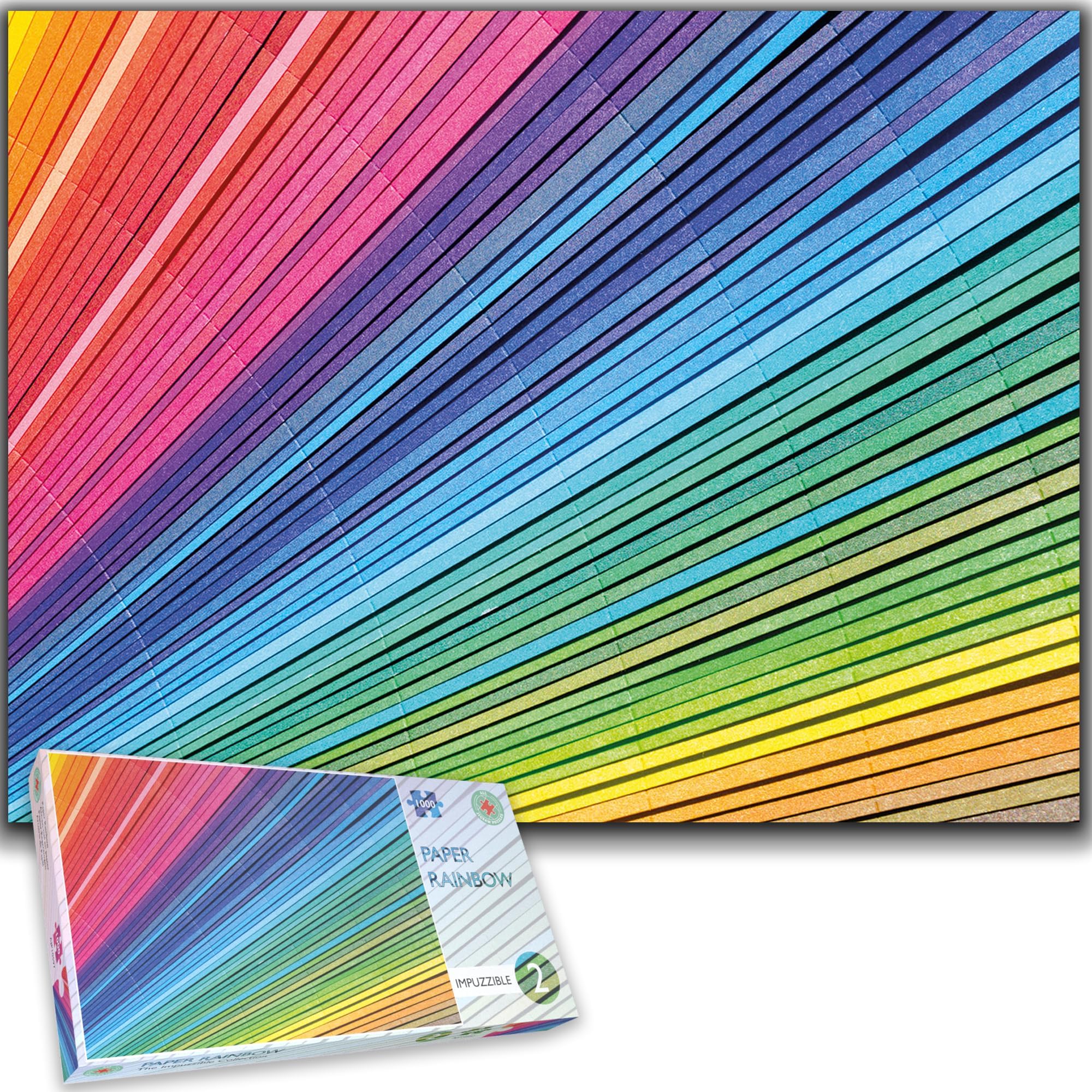 Hard Jigsaw Puzzles For Adults - Impuzzibles Paper Rainbow - 1000 Piece Hardest Jigsaw Puzzle - 66 X 50cm - Colorful, Bold, Rainbow Jigsaw Puzzle For Adults