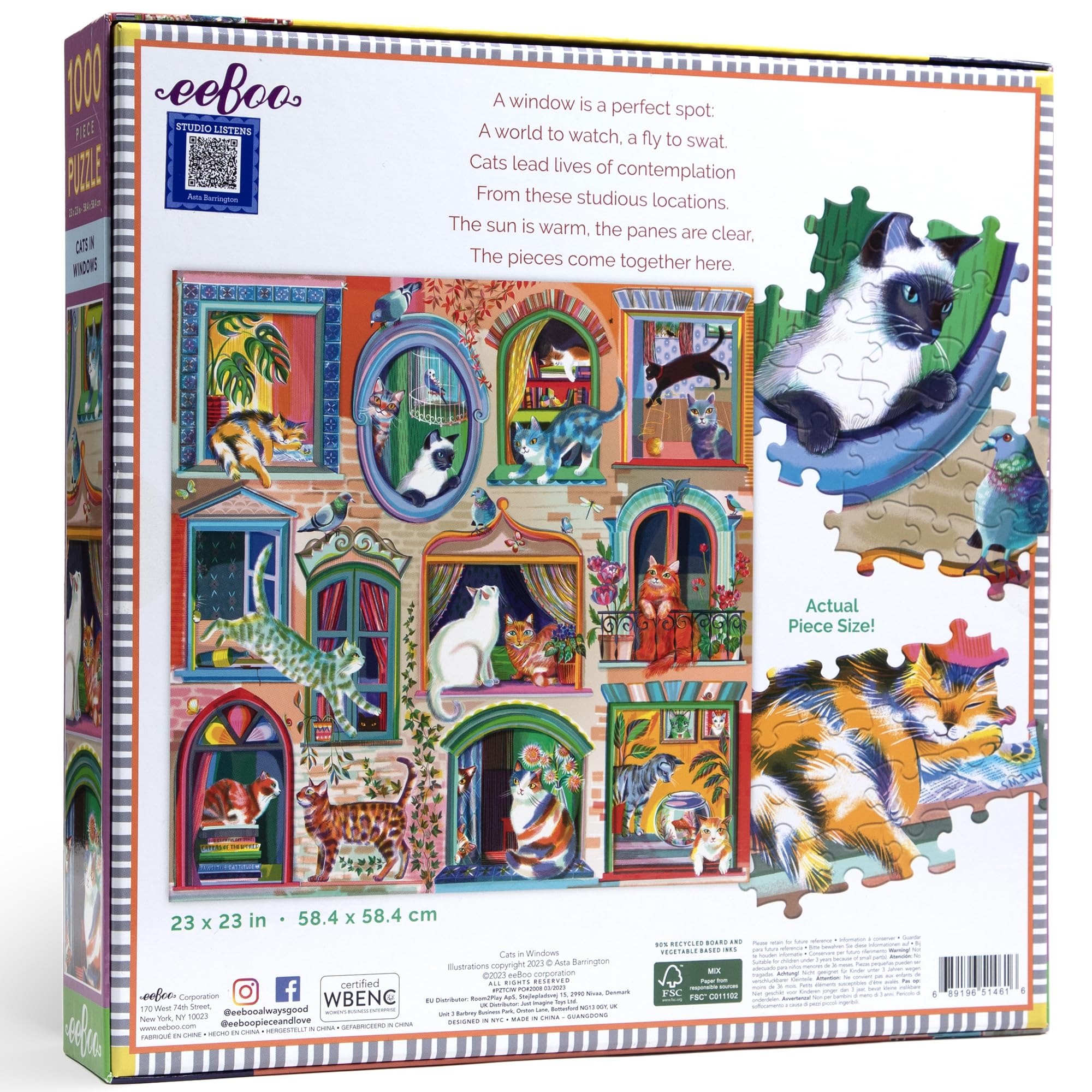 Amazon.com: eeBoo Piece & Love: Cats in Window - 1000 Piece Puzzle