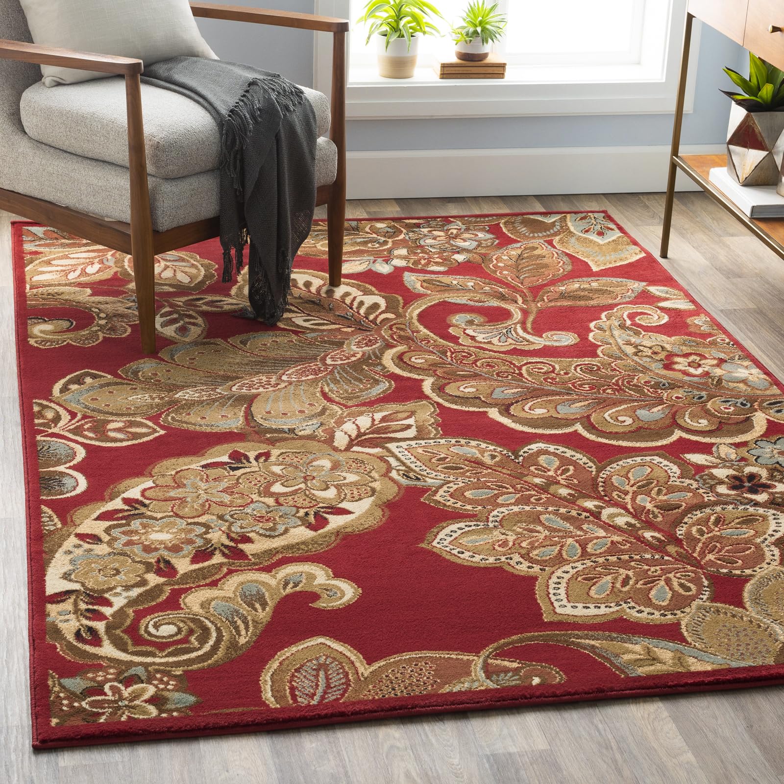 Livabliss Riley-Vintage Red Brown Green Traditional Boho Living Dining Bedroom Rug 160 X 230 Cm Easy CareNon Shedding from B&Q