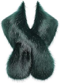 BABEYOND Womens Faux Fur Collar Shawl Faux Fur Scarf Wrap Evening Cape for Winter Womens Coat - Green - One Size