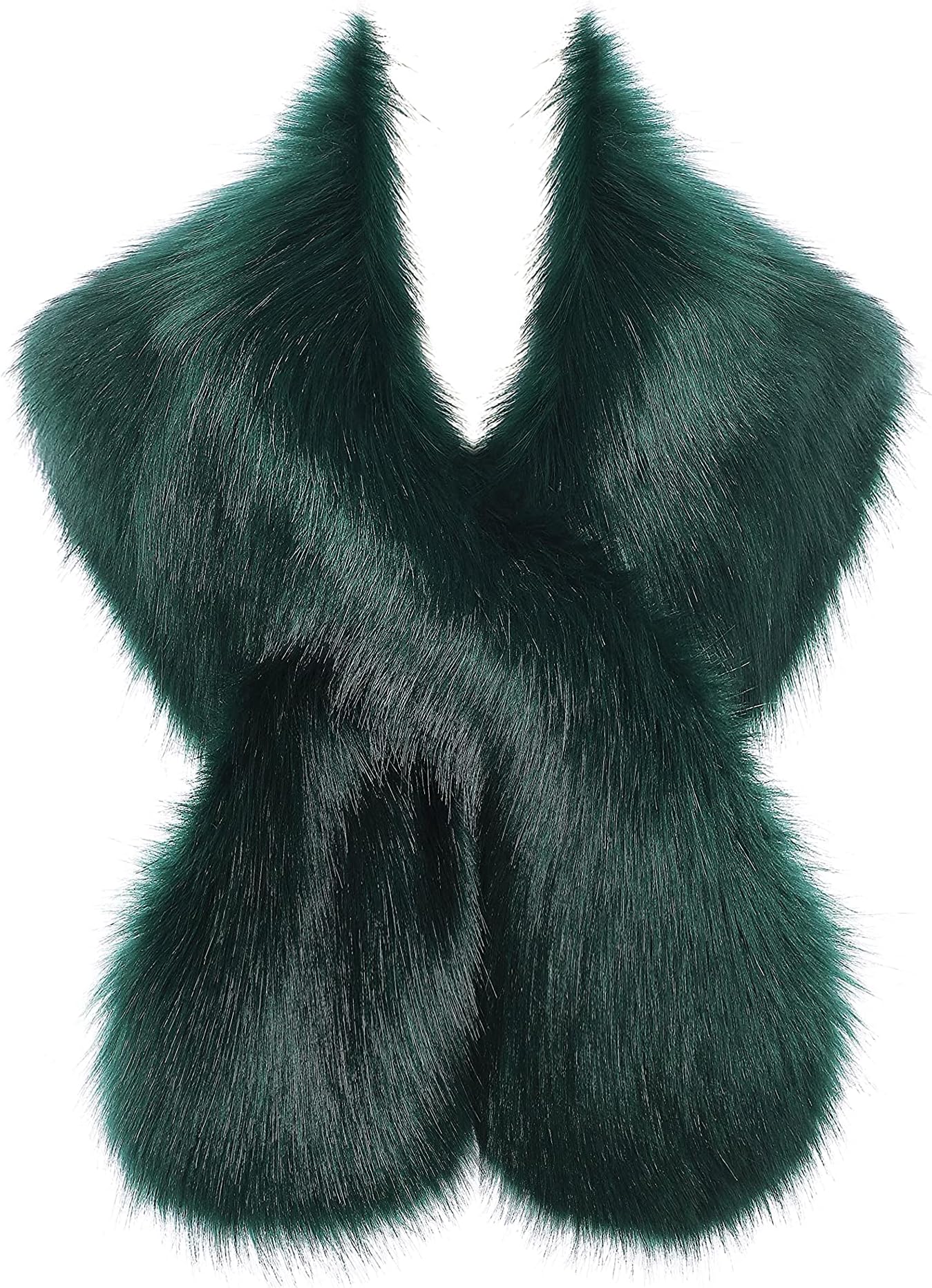 BABEYOND Womens Faux Fur Collar Shawl Faux Fur Scarf Wrap Evening Cape for Winter Womens Coat - Green - One Size