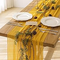 Vista 24 de Keketoarrange - Caminos de mesa rústicos de gasa color blanco marfil crema, 120 pulgadas y 10 pies, camino de mesa largo de tela de queso traslúcida