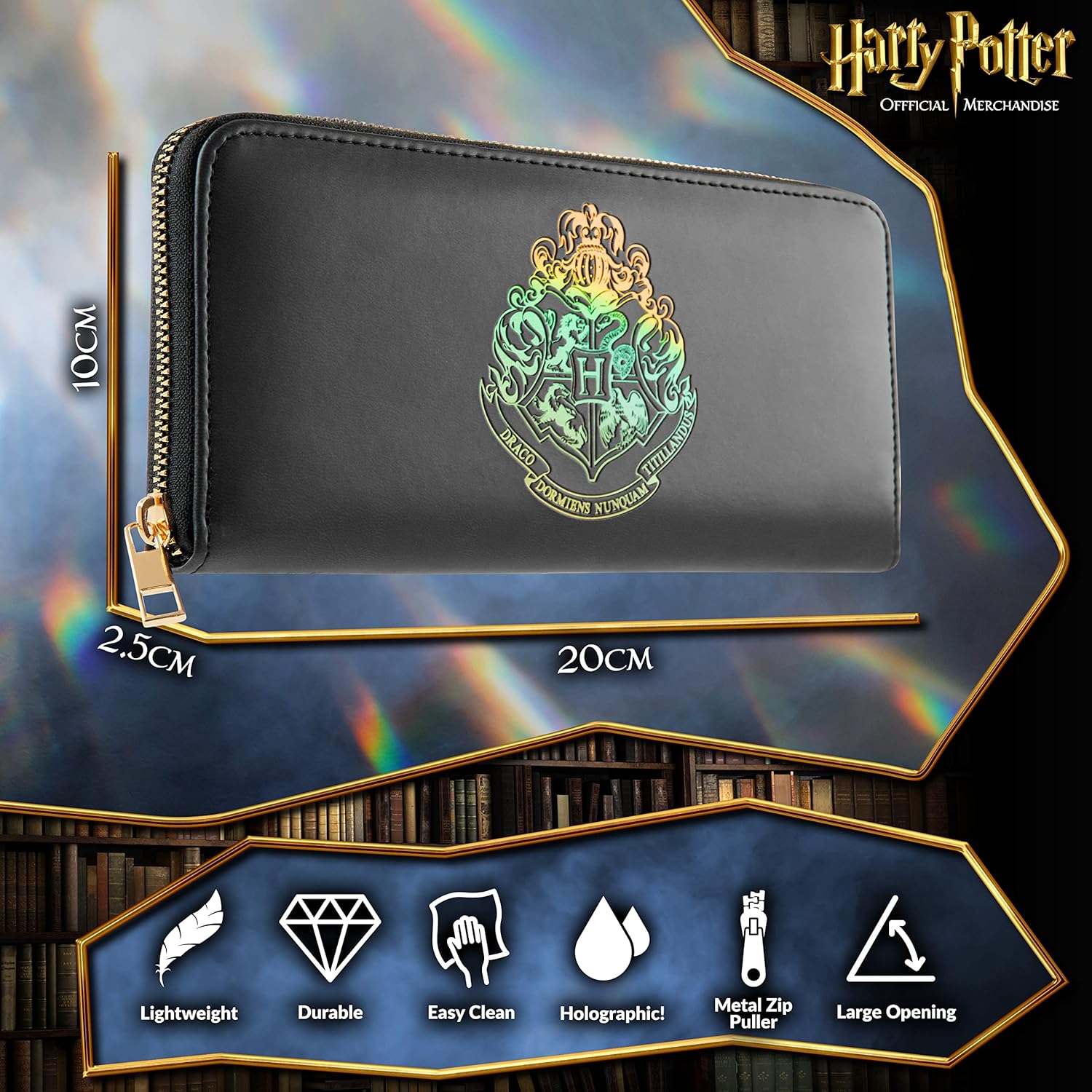 Harry Potter Gifts Wallet Women Teens Girls Zip Around Card Cash Coin Purse Hogwarts Clutch Wallet for Travel Work School