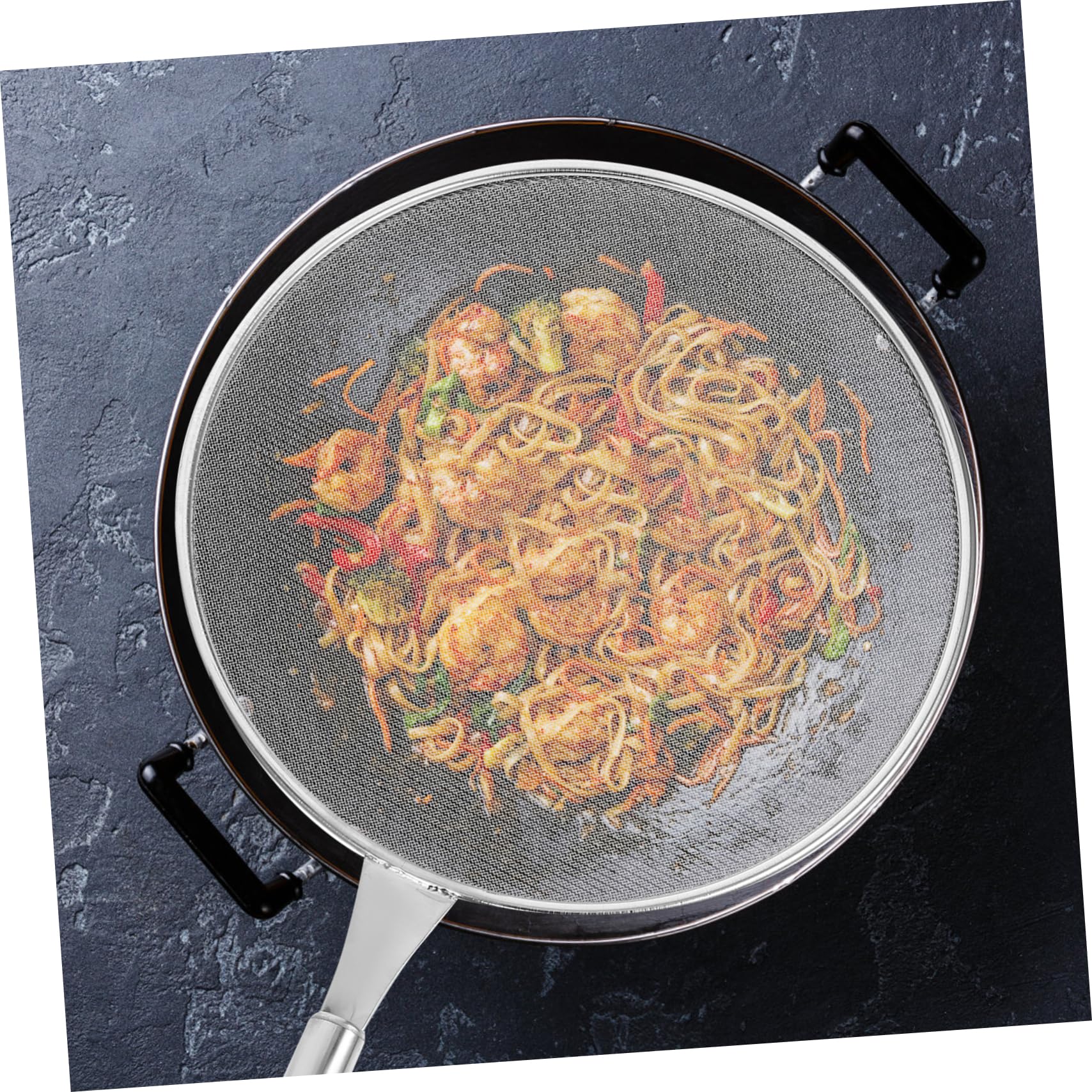 SOLUSTRE Stainless Steel Grease Splatter Screen with Comfort Handle Fine Mesh Splash Cover for Frying Pan Kitchen Use Oil Protection Housewarming present