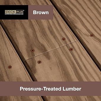 Deck Plus 4 Inch Epoxy Coated Exterior Wood and Fence Screws #10 x 4 Torx/Star Drive Included Coarse Thread, Outdoor Rust Resistant Decking Screw, Brown, 5 lb Box, 215 Pieces | 49014