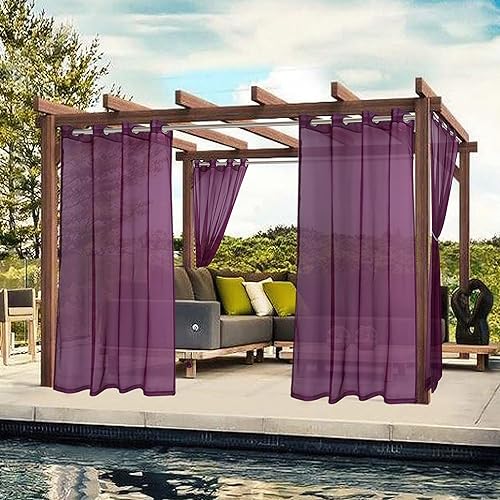 Miniatura 8 de Bonzer - Cortinas traslúcidas impermeables de interiorexterior para el patio - Cortinas de velos con ojales para sala, recámara, porche, pérgola,