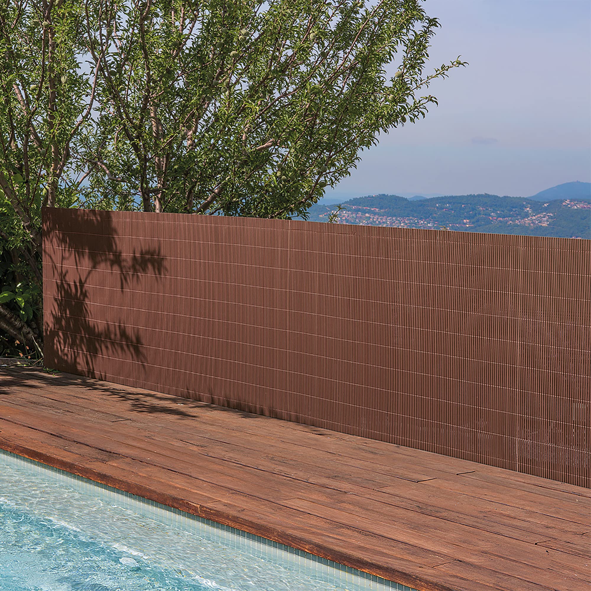 TENAX Colorado 1,00x5 m Marrone, Canniccio Sintetico a Canne Intere da 7mm, Schermante Frangivista in PVC per Giardino, Balcone e Terrazza