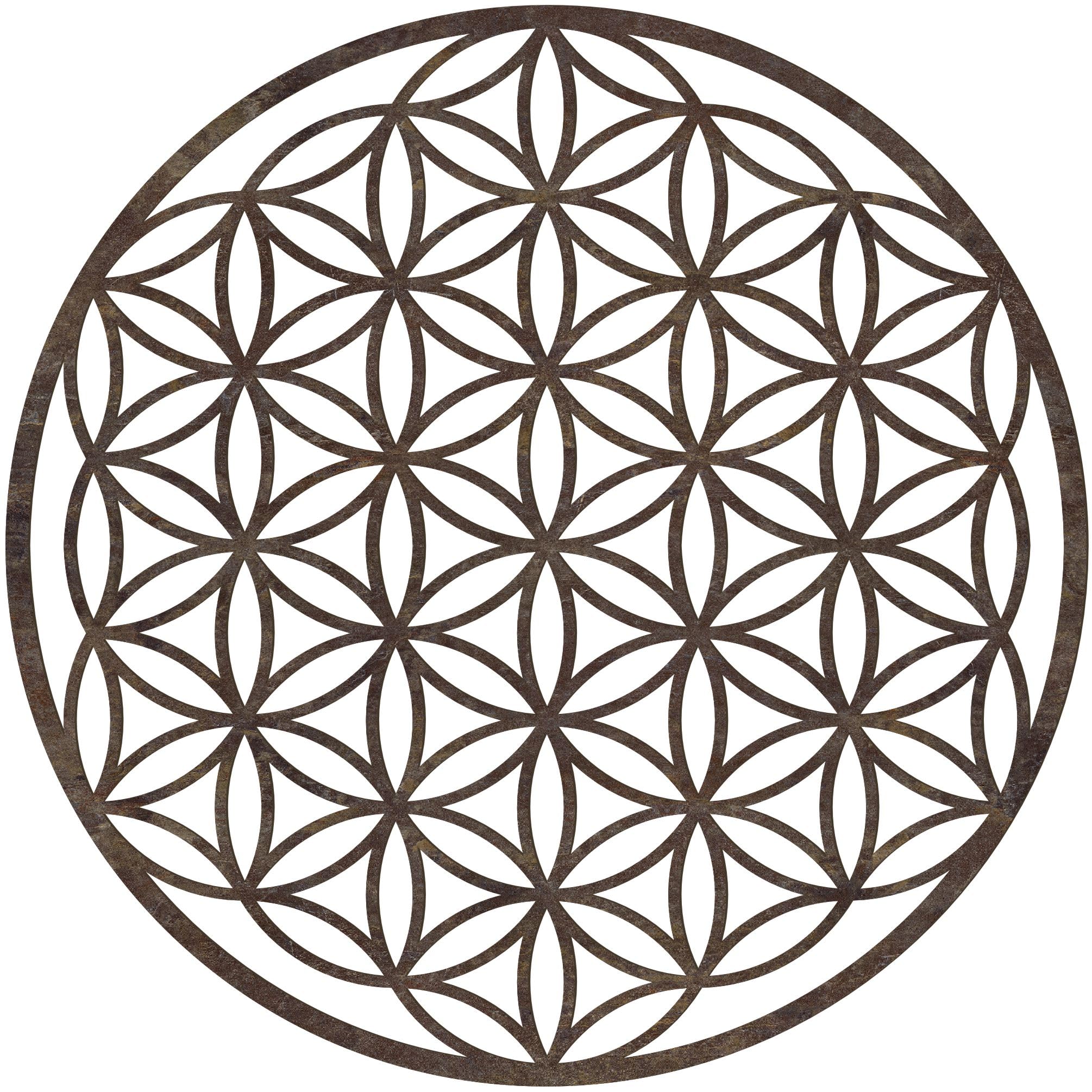 Generisch Blume des Lebens Wandbild aus Holz (Ø 20/21,5/26,88/39/43/49cm) (49 cm, Stein)