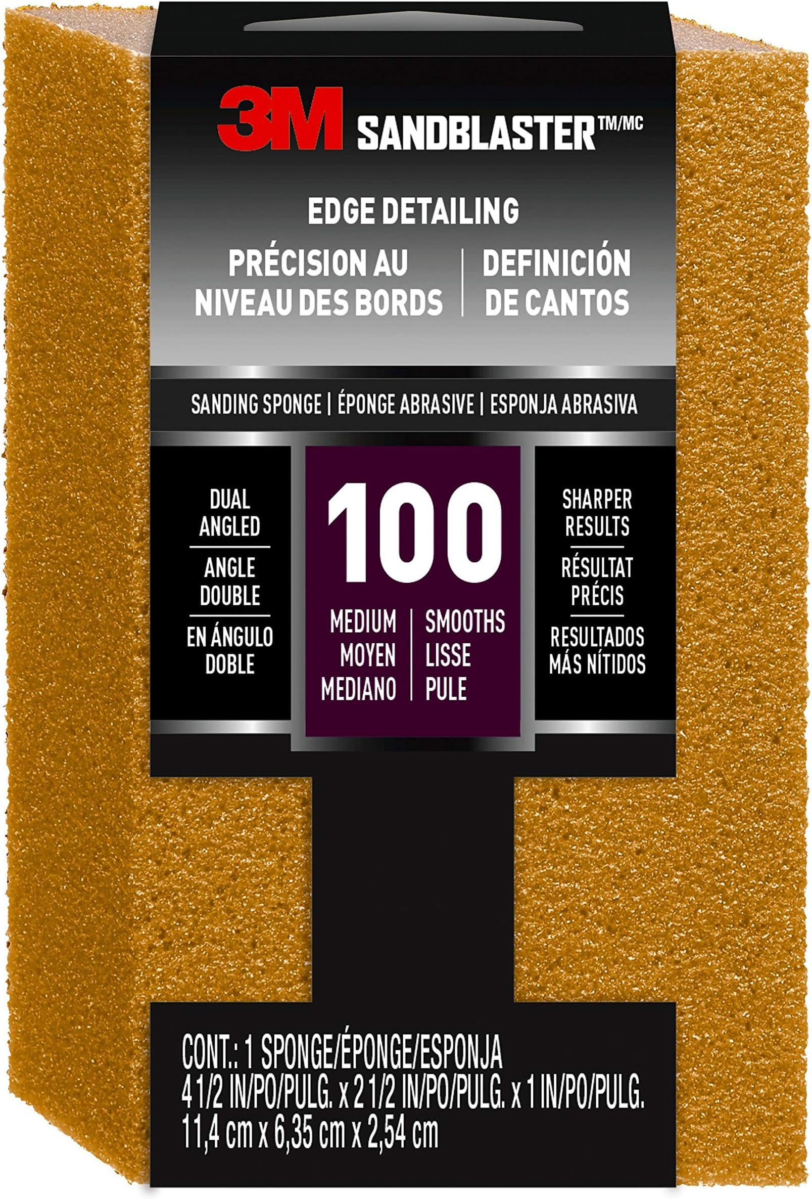 3M SandBlaster Dual Angle Sanding Sponge, 100-Grit
