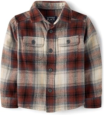 The Childrens Place Boys and Toddler Long Sleeve Plaid Flannel Button Up Shirt