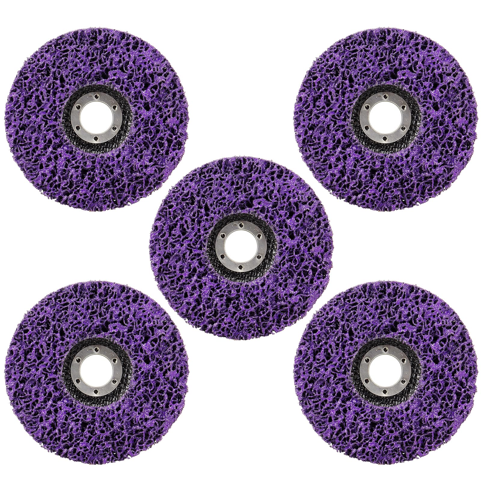 Disco abrasivo CSD da 115 mm, 5 dischi per la pulizia grossolana, disco per la pulizia grossolana, disco in tessuto di nylon, rimozione della vernice, ruggine per smerigliatrice angolare (viola)