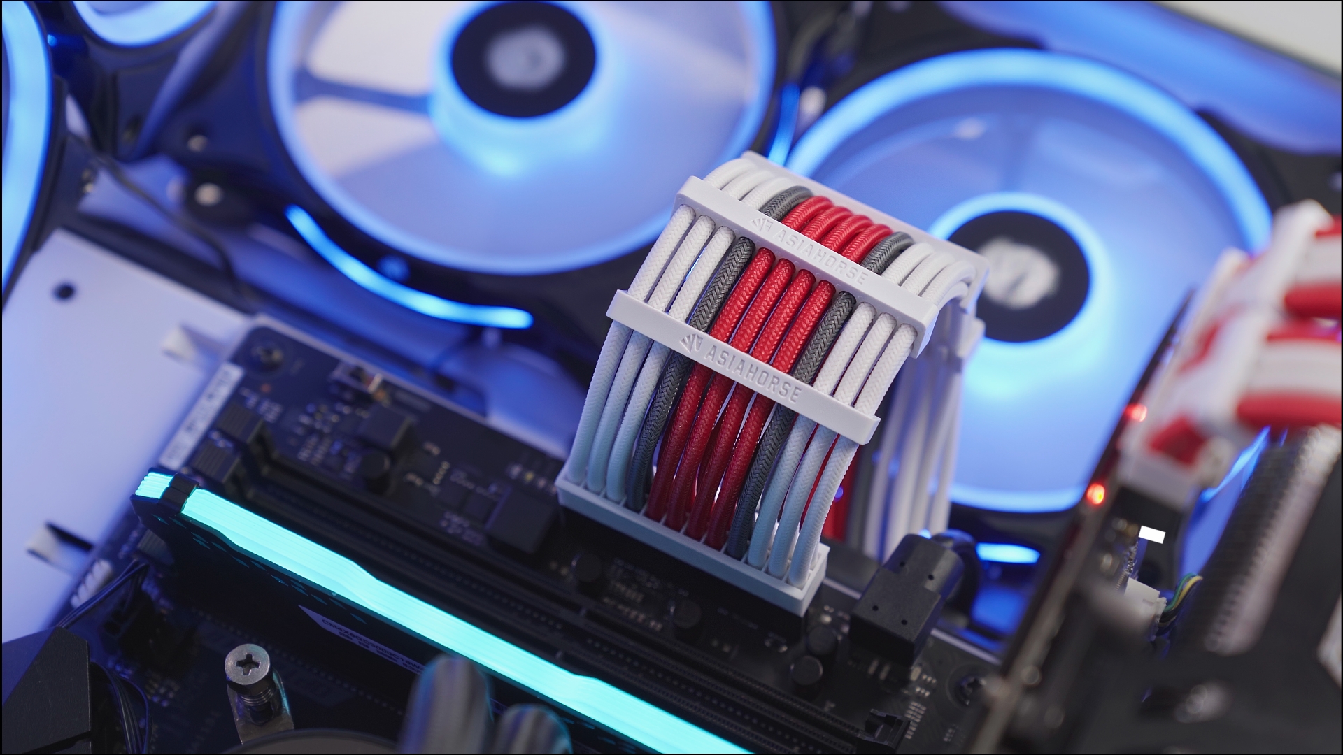 AsiaHorse Kit Câbles Gainés 16AWG PSU Extension Blanc Pur - 24PIN GPU CPU 30CM