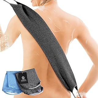 Back Scrubber for Shower Nylon Bath Towel Shower Back Washer Exfoliating Washcloth Rear Scrub Japanese Stretchable Pull Back Strap Wash Cloth Scrubber Exfoliating Scrub Washcloth 2 Pack by CasaVida