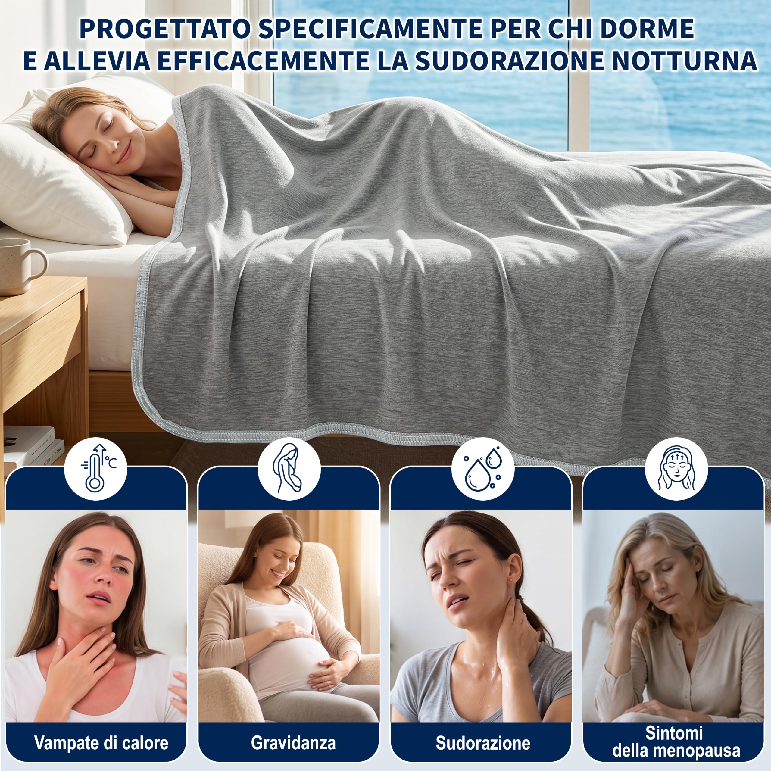 IEEILULU Coperta Rinfrescante 200 x 220 cm, 2 in 1 Doppio Lato Estate, Arc-Chill Q-Max>0.4, Coperta con Sacca di Riordino, Regali d'Estate