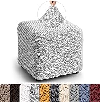 Vista 24 de PAULATO BY GA.I.CO. Funda otomana grande para taburete, funda de tela de poliéster suave, protector elástico de muebles de 1 pieza, colección Mango