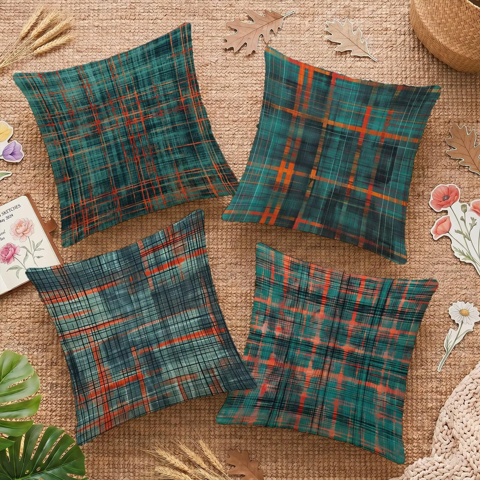 Housse de coussin canape orange 65x65cm pour protéger et rénover vos assises de jardin usées