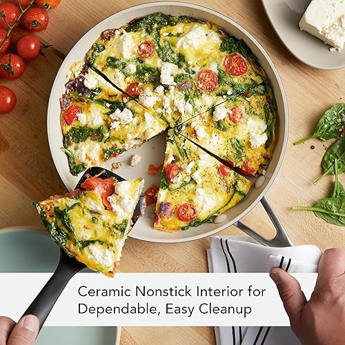 Miniatura 4 de KitchenAid Juego de ollas y sartenes antiadherentes de cerámica anodizada dura, 9 piezas, negro mate