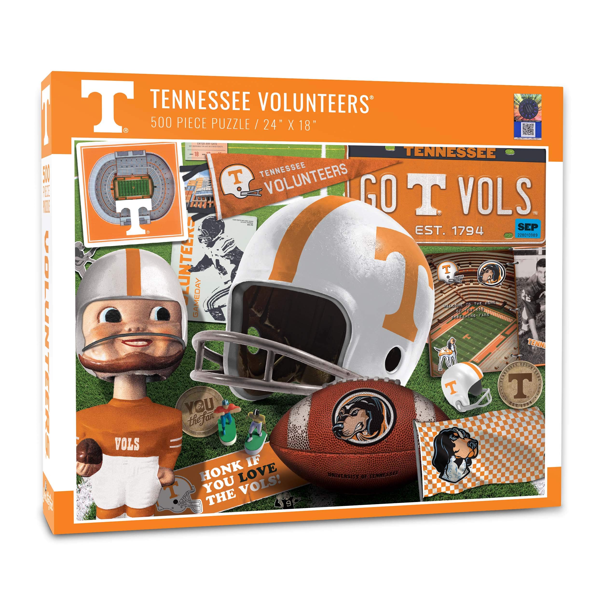 YouTheFan NCAA Tennessee Volunteers Retro Series Puzzle - 500 Pieces, Team Colors, Large