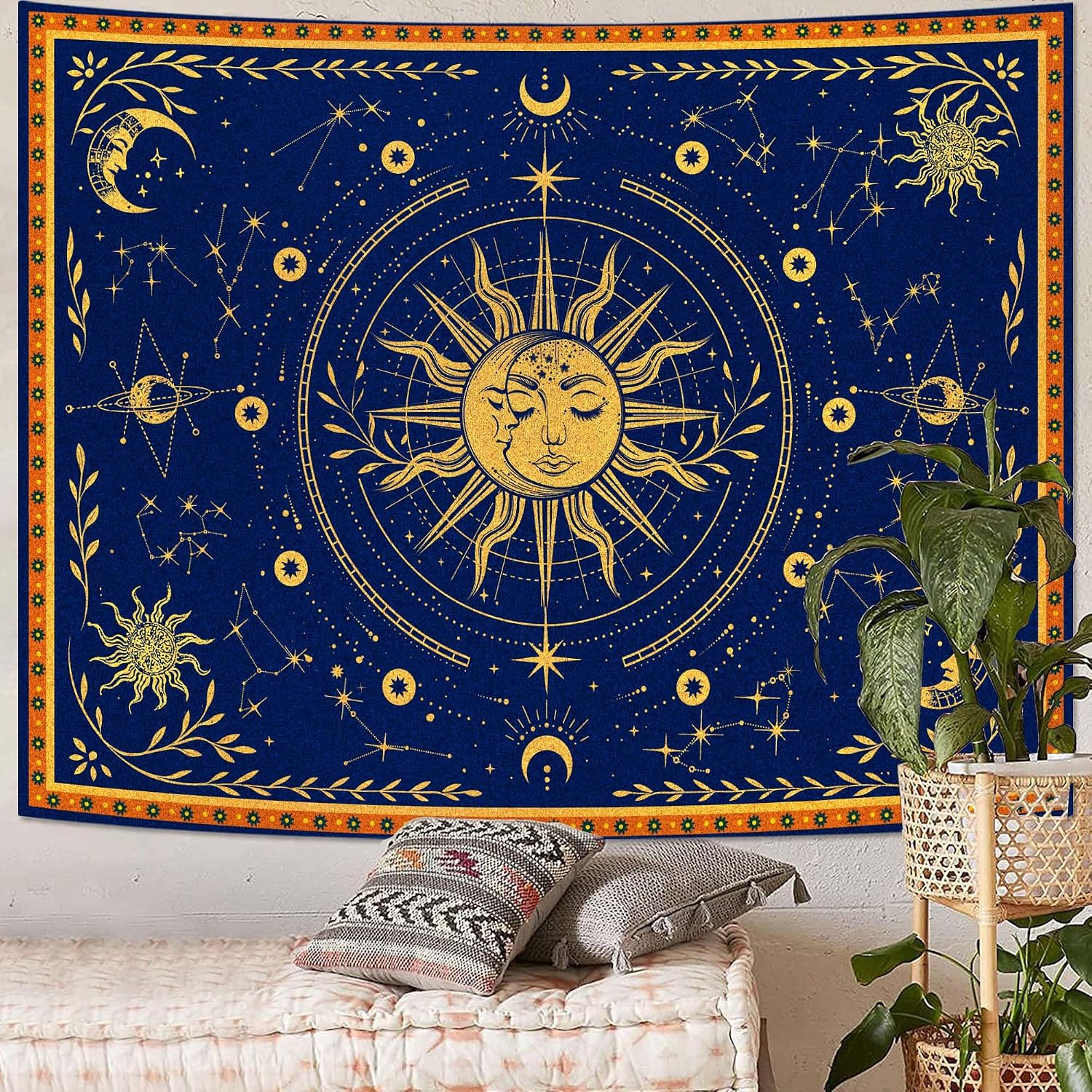 Spenlife Sun and Moon Celestial Tapestry Cosmic Tapestry for Bedroom Astral Tapestries Wall Hanging Bedroom Living Room Wall Art and Home Decor 60x80
