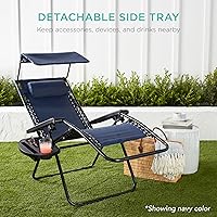 Vista 6 de Best Choice Products Silla reclinable plegable de gravedad cero para exteriores con toldo ajustable, reposacabezas, bandeja lateral para accesorios