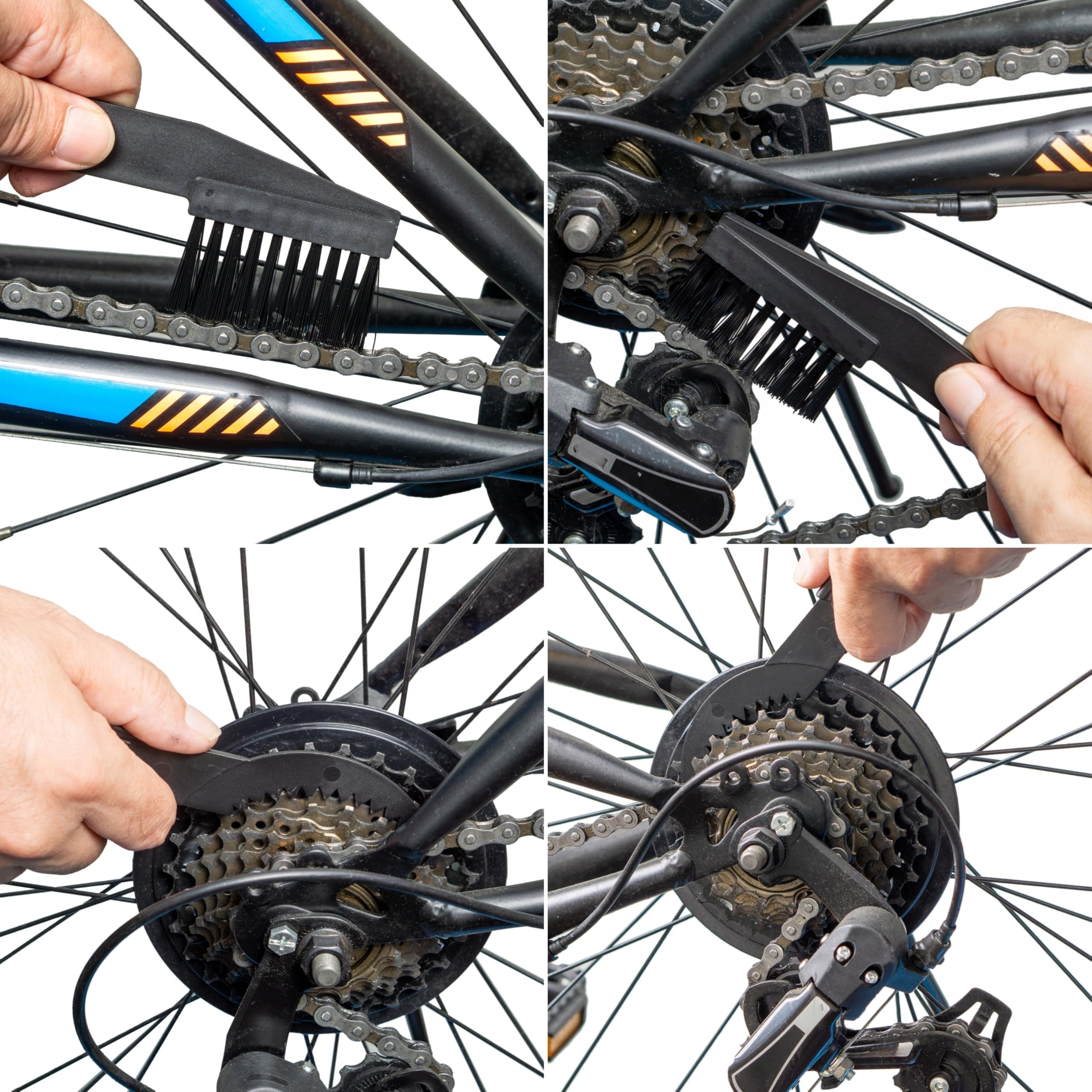 Szczotki do czyszczenia łańcucha i wieńca zębatego – 3 sztuki, trzy wersje, nylonowe włosie, urządzenie do czyszczenia łańcucha do roweru i motocykla