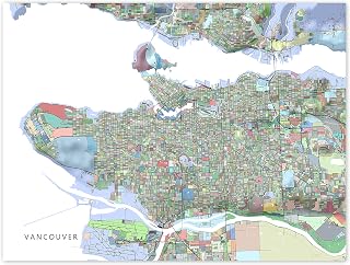 Vancouver BC Canada Map Print 8x10, Van City Street Wall Decor Art Poster 24x36