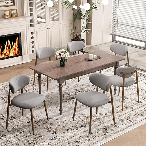 Miniatura 15 de Juego de 2 sillas de comedor, sillas de cocina con respaldo curvado con patas de metal y almohadillas antideslizantes, silla de comedor tapizada