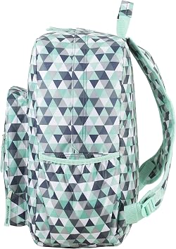Eastsport Carry On Travel Weekender Backpack with Extra Large Main Compartment, Mint/Grey Triangles