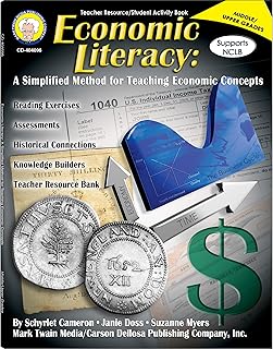 Mark Twain Economics Workbook, Grades 6-12 Financial Literacy Books, Money Management, Economy, and Taxes With Math Practice, Classroom or Homeschool Curriculum
