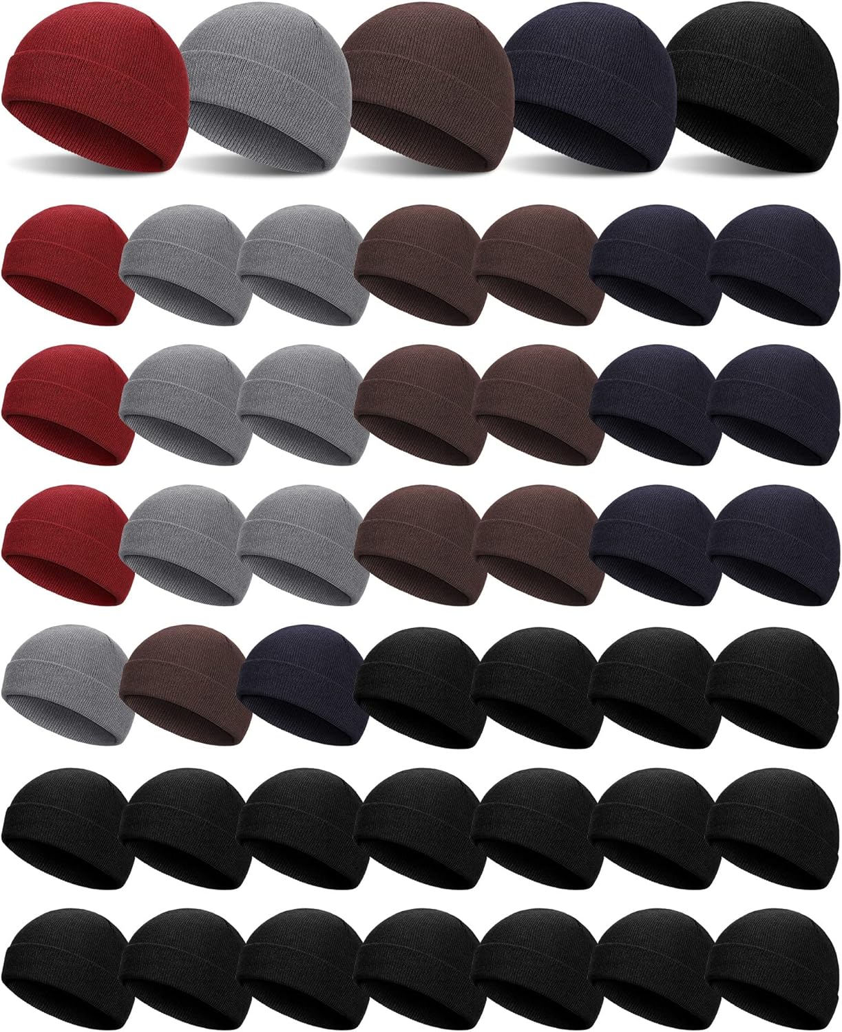 Tarpop 48 Pcs Winter Beanies Bulk Unisex Warm Skull Cap Elastic Knitted Beanie Hats for Men Women Winter Gifts
