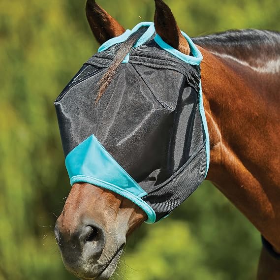 WeatherBeeta ComFiTec Deluxe Fine Mesh Mask, Black/Turquoise, Small Pony