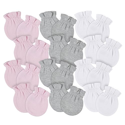 Gerber Paquete de 8 y 12 manoplas antiarañazos para niñas, Rosa gris multicolor