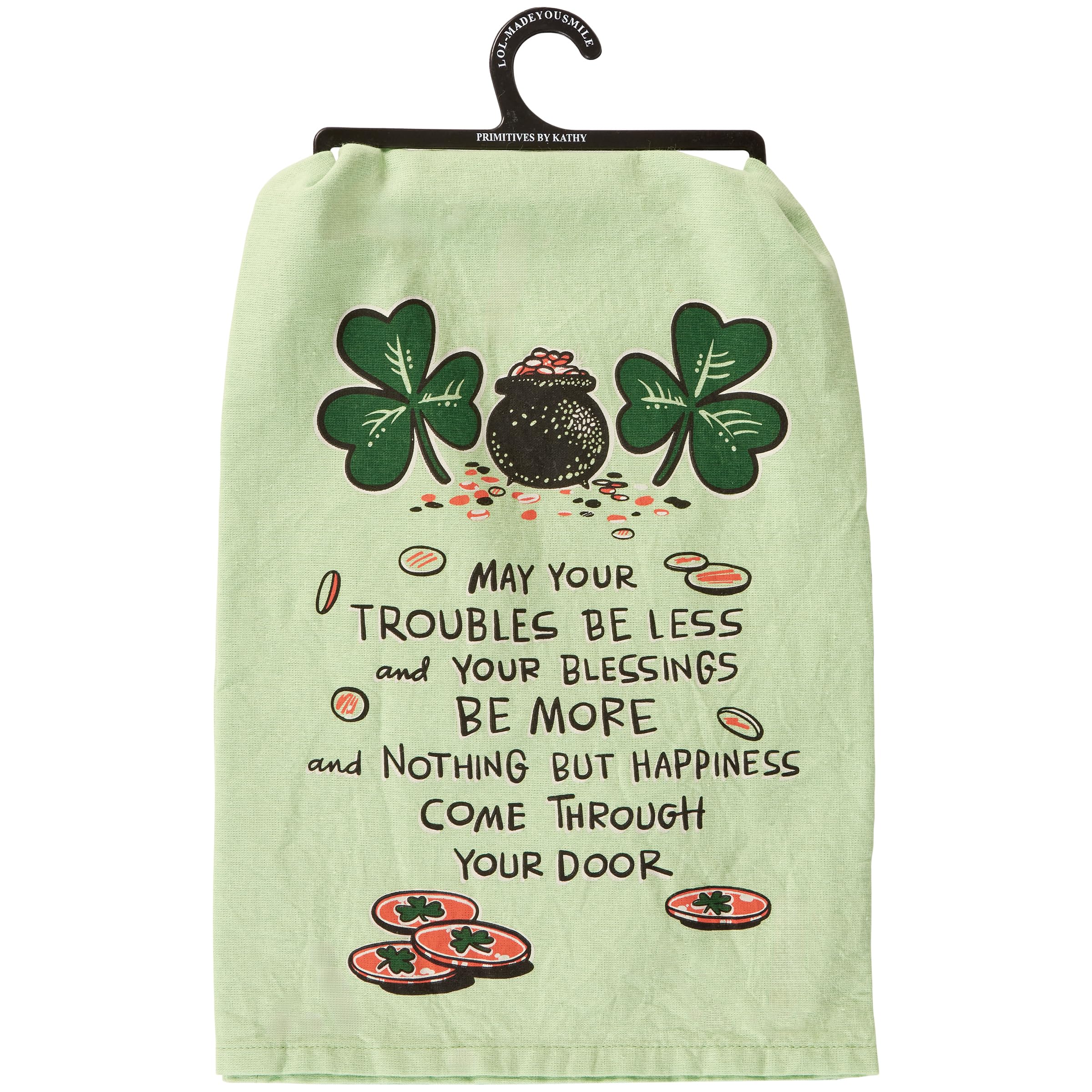 Toalla de cocina verde decorativa con frase de bendición irlandesa