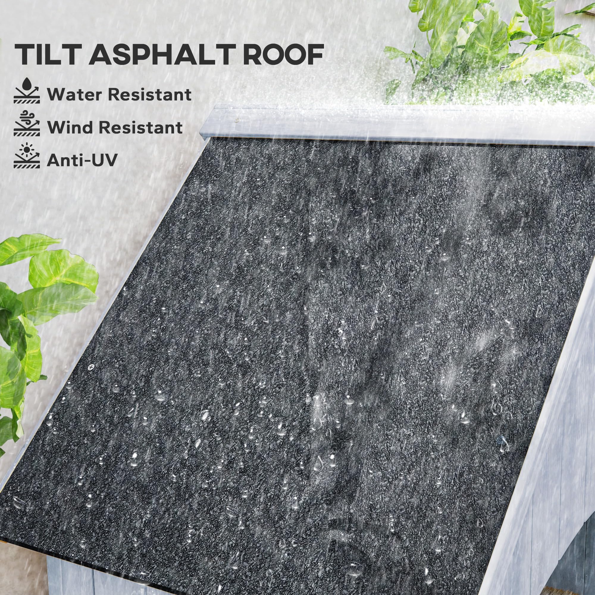 Outsunny Caseta de jardín de Madera con Techo asfaltado y 3 estantes para Almacenamiento Exterior para terraza, 77,5x54,2x179,5 cm, Color Blanco