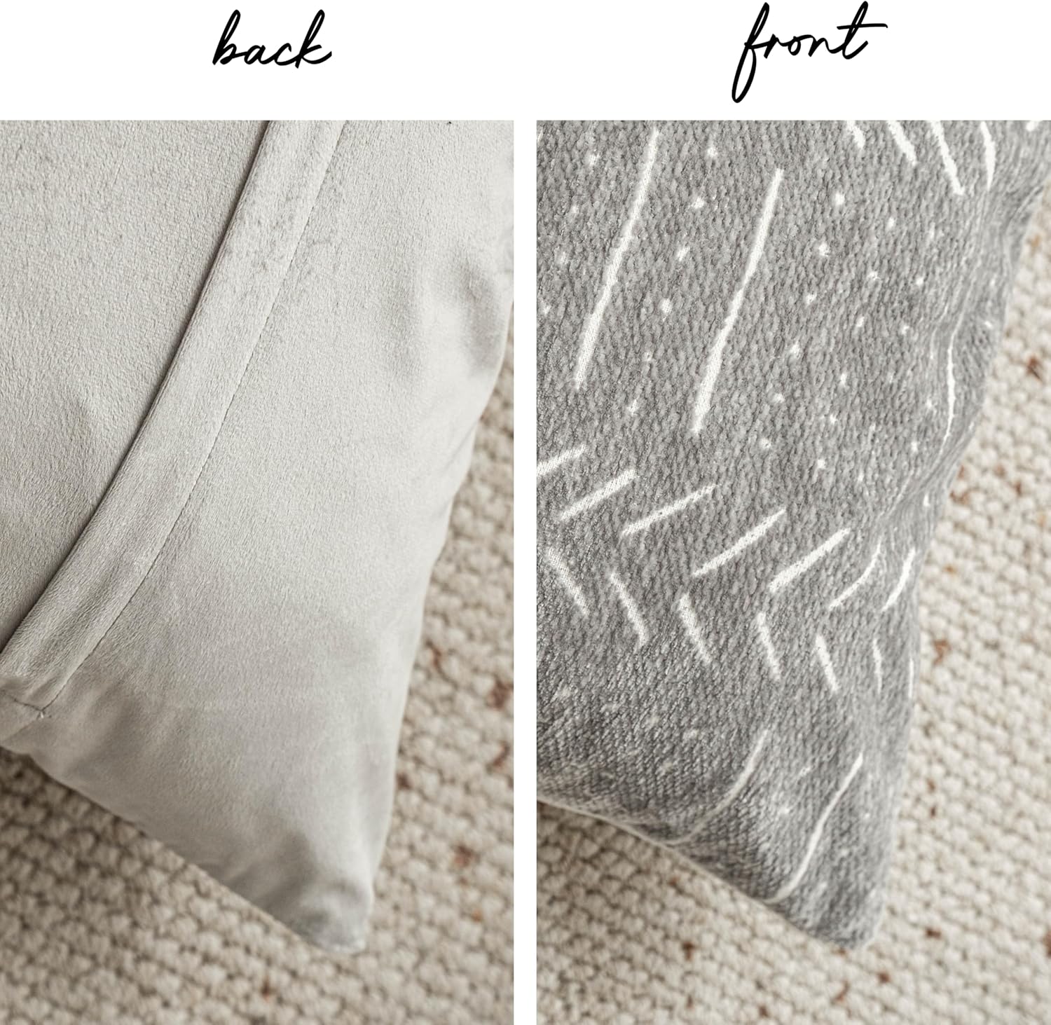 BlissBlush Light Gray Decorative Lumbar Throw Pillow Covers 12X20, Set of 2