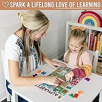 Vista 7 de Hadley Designs 4 carteles del alfabeto, mapa de Estados Unidos, mapa del mundo y sistema solar, gráficos ABC laminados para decoración de pared