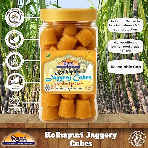 Miniatura 32 de Rani Kolhapuri Gur (Jaggery) 11.0 lbs (11 libras) ~ Azúcar de caña sin refinar, sin color añadido, apto para gluten, vegano, sin OMG, sin sal ni